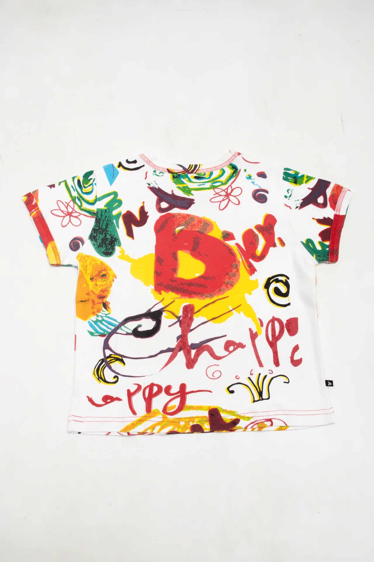 #70 Mikiwo Allover Abstract Graphic T-shirt White | c. 172 | Size 14