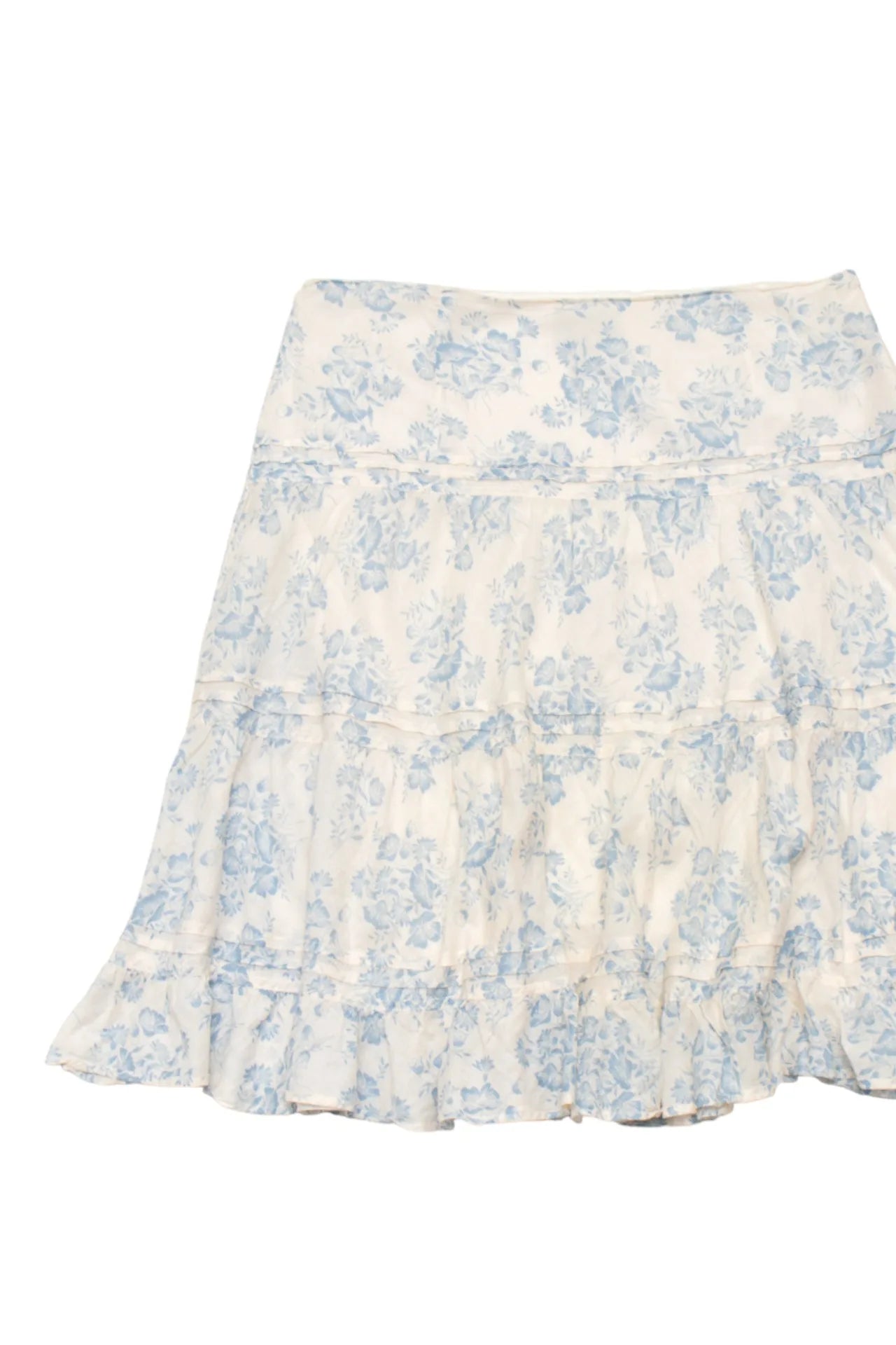 #99 Chaps Denim Tiered Floral Skirt Beige | c. 172 | Size 14