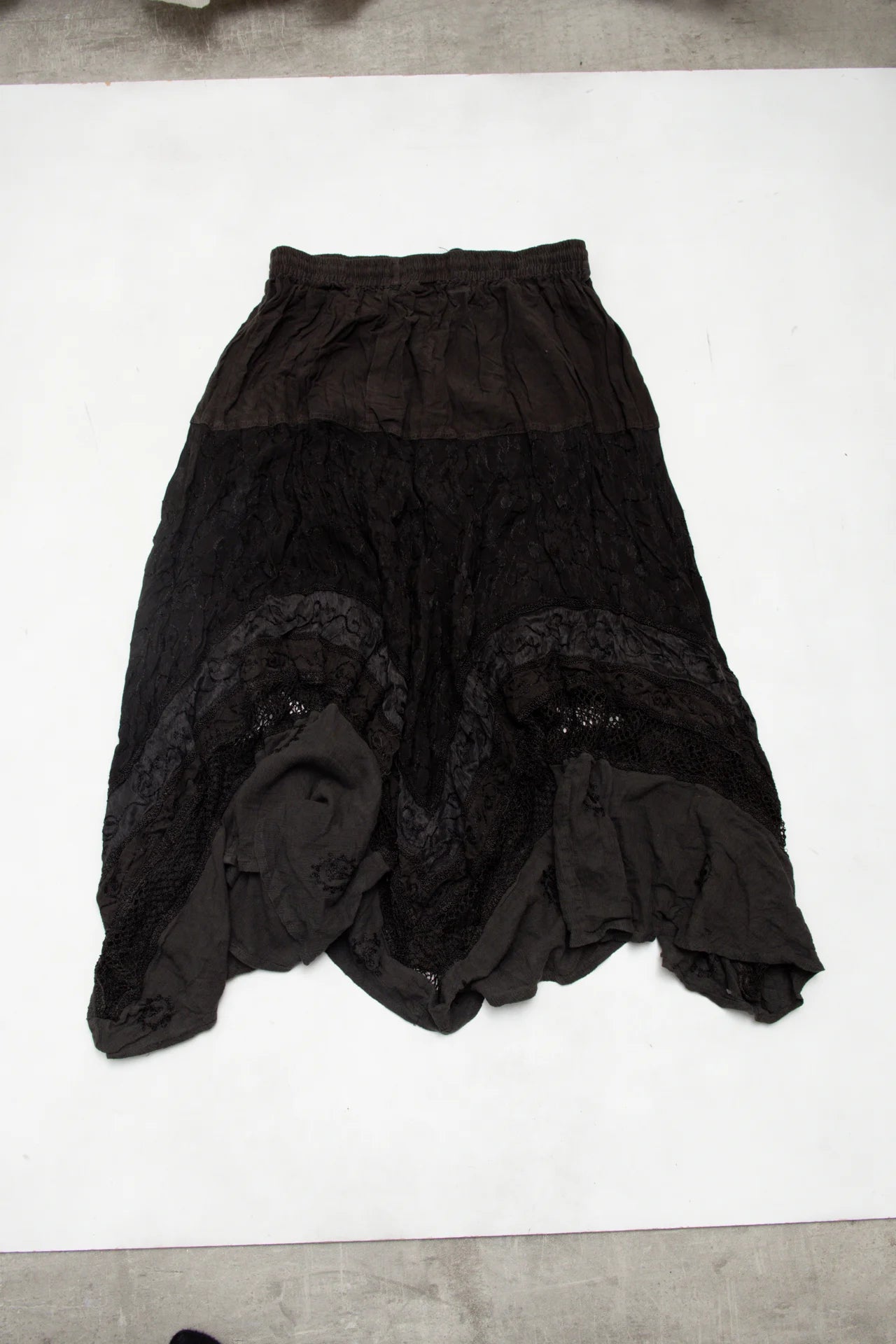 #116 Channa Boho Lace Panel Maxi Skirt Black | c. 172 | Size 10