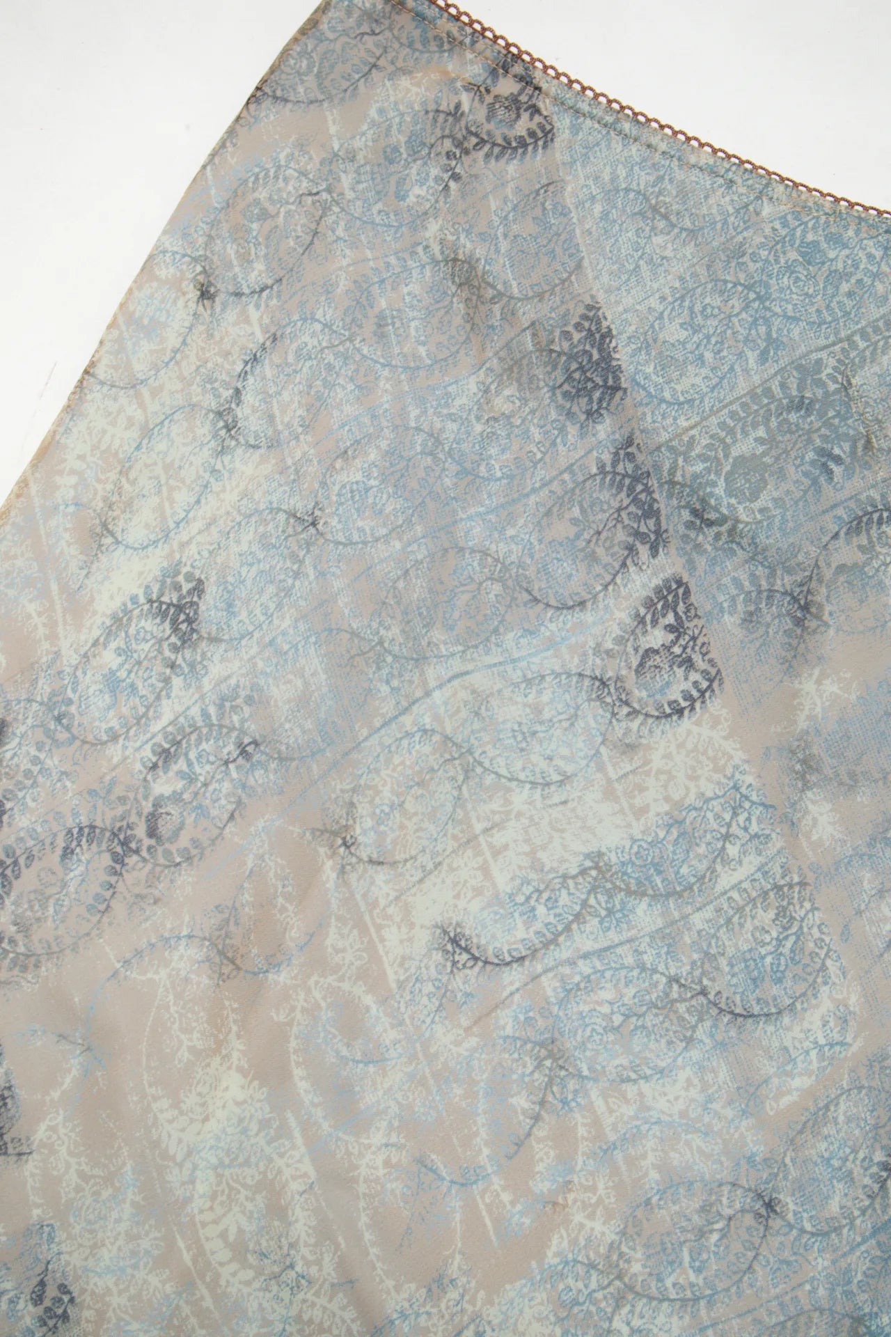 #123 La Belle Chiffon Printed Ruffle Hem Midi Skirt Blue | c. 172 | Size 8/10