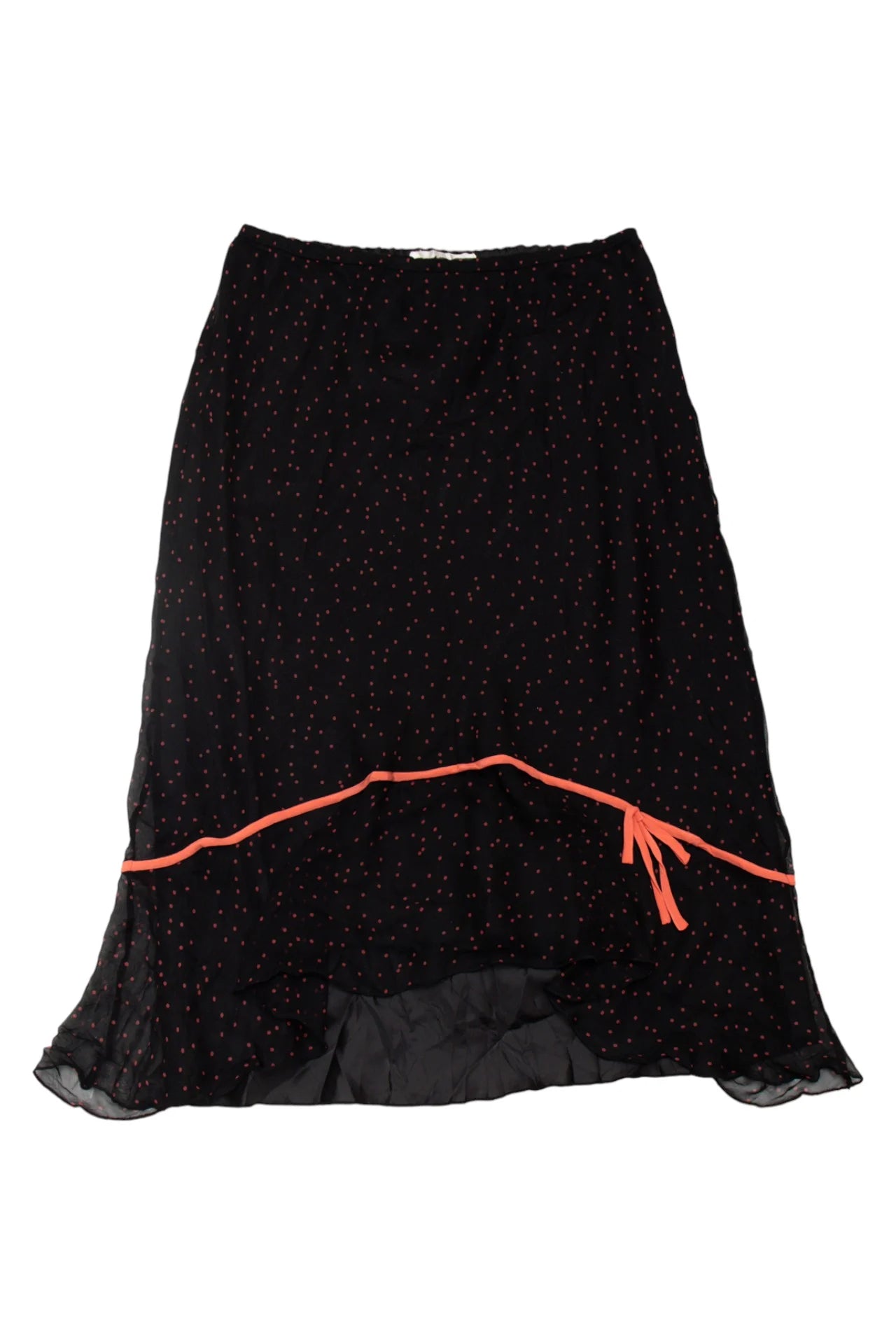 #128 S.l.b. Polka Dot Silk Midi Skirt Black | c. 172 | Size 6/8