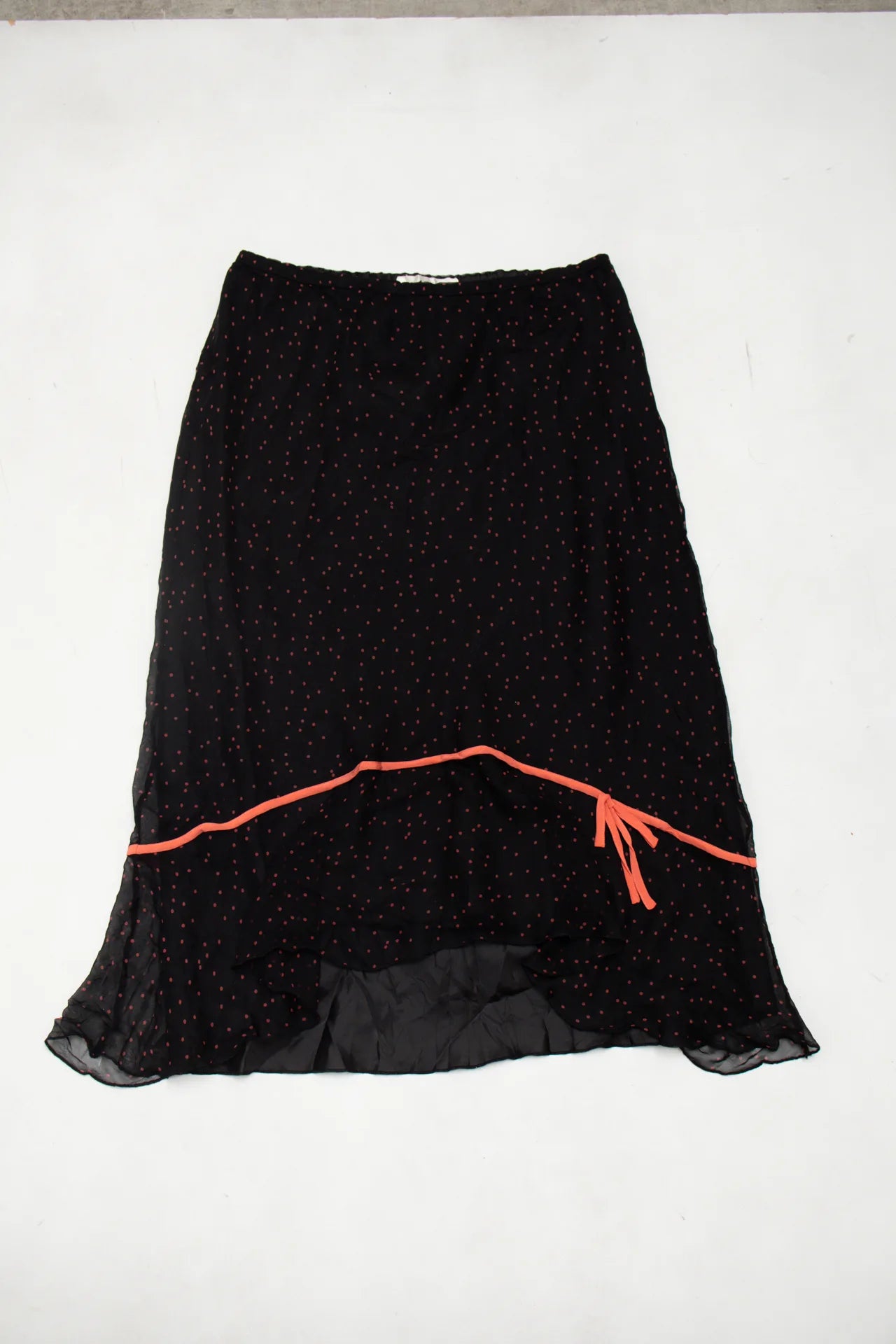 #128 S.l.b. Polka Dot Silk Midi Skirt Black | c. 172 | Size 6/8