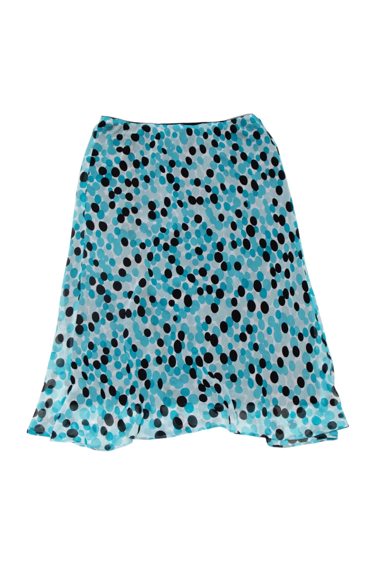 #129 Cato Polka Dot Chiffon Midi Skirt Blue | c. 172 | Size 10
