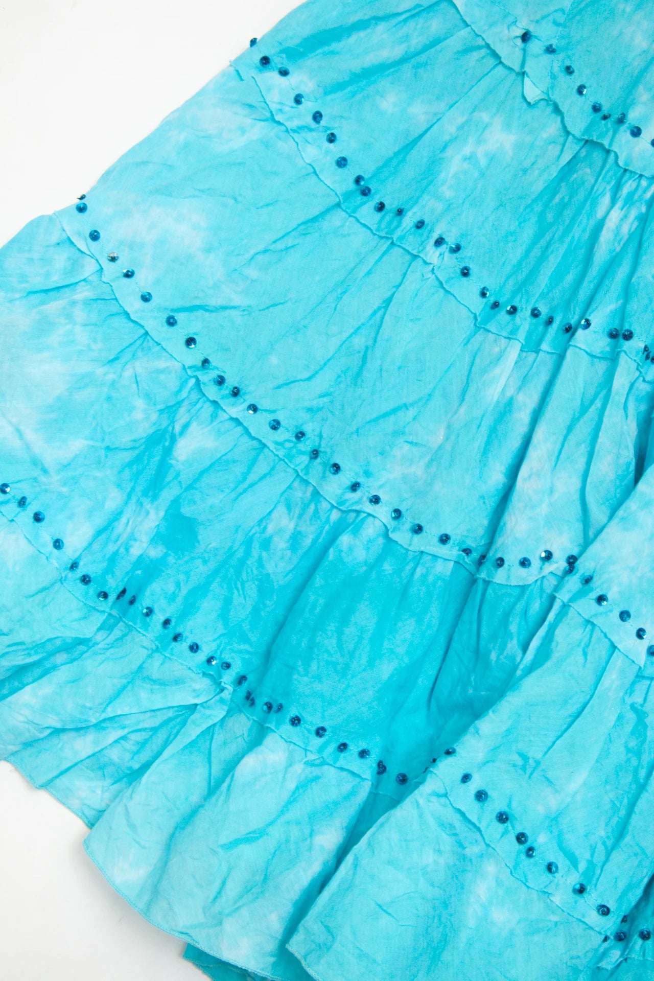 #133 Temptation Beaded Boho Cotton Skirt Blue | c. 172 | Size 8