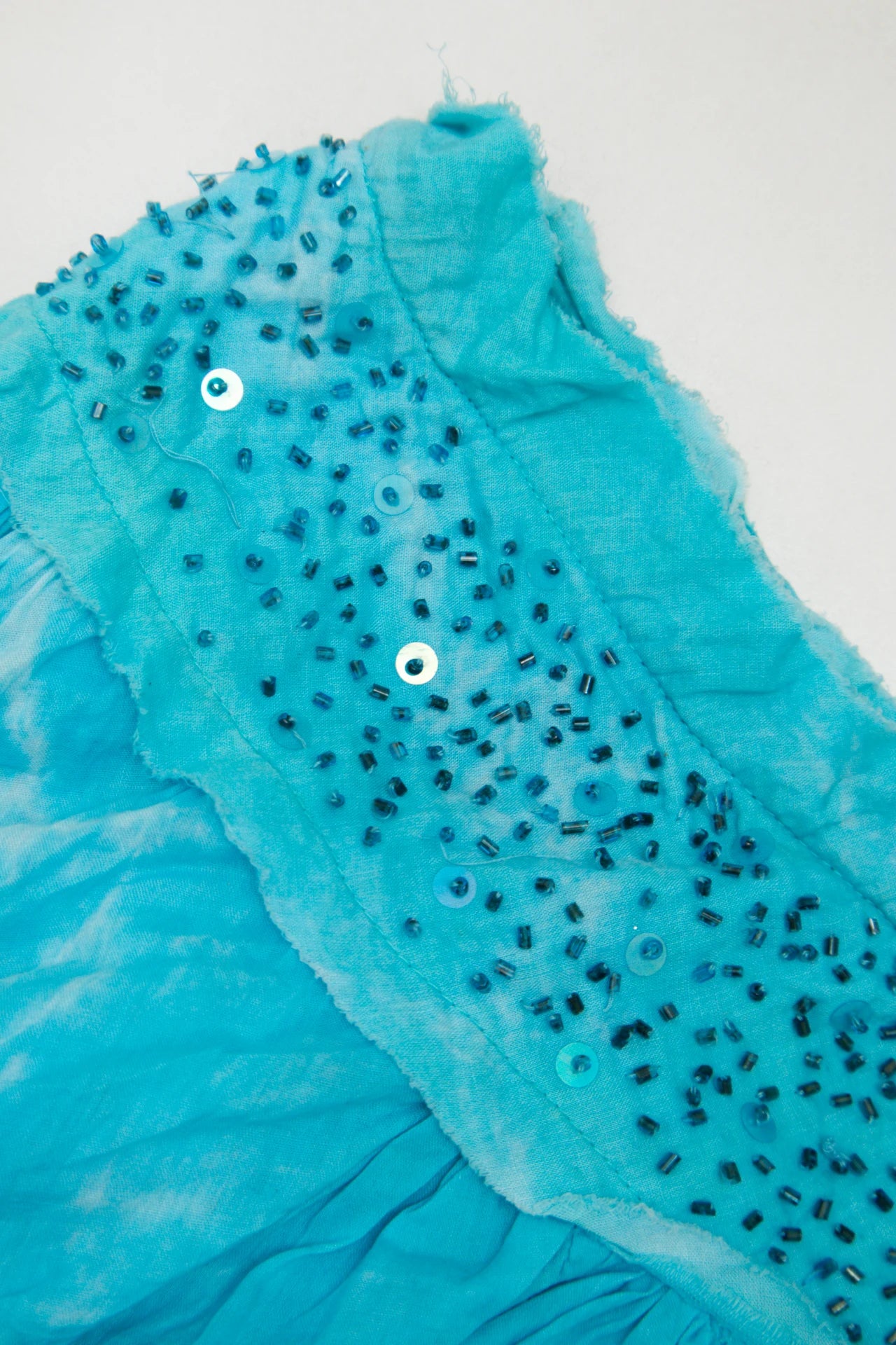 #133 Temptation Beaded Boho Cotton Skirt Blue | c. 172 | Size 8