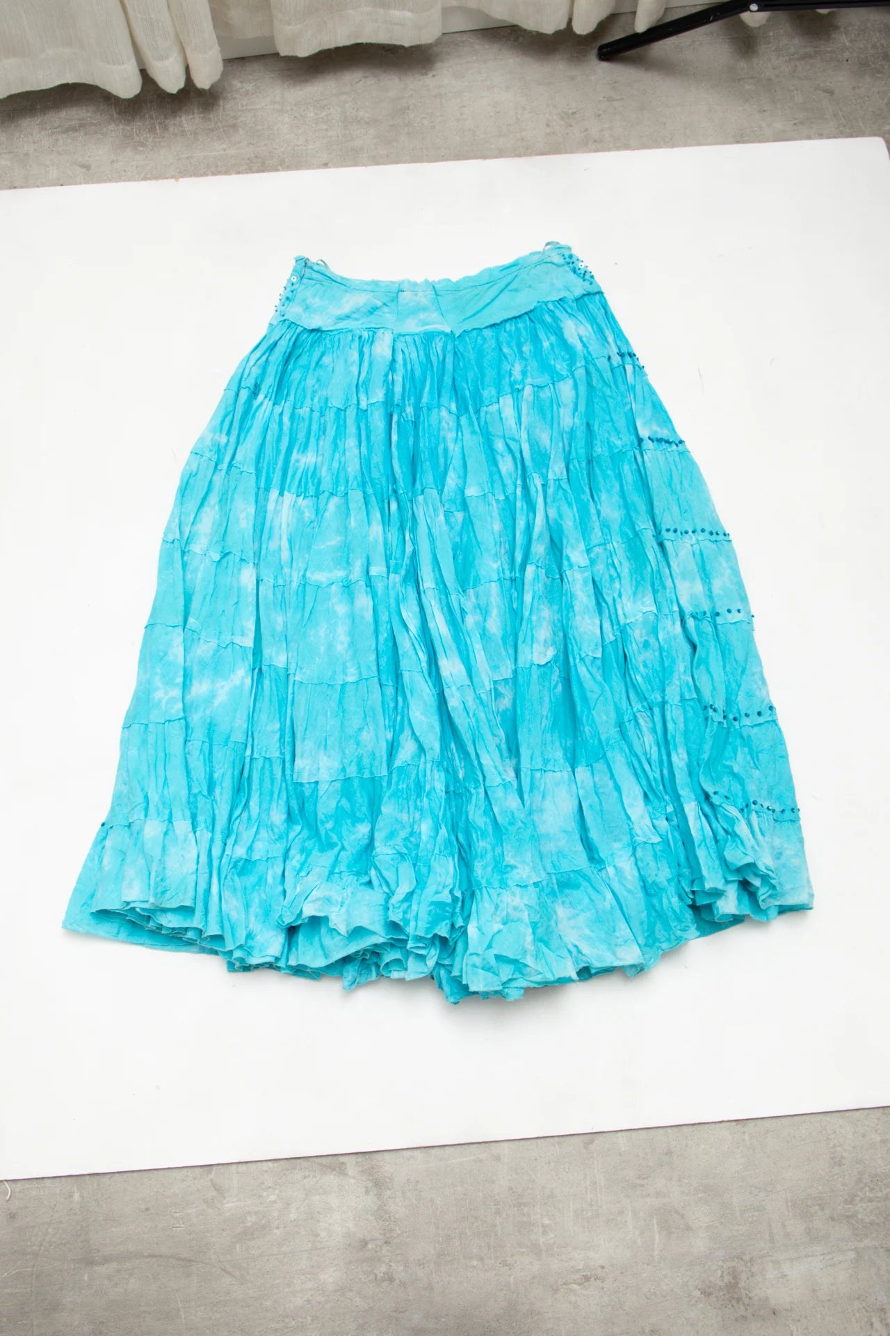 #133 Temptation Beaded Boho Cotton Skirt Blue | c. 172 | Size 8