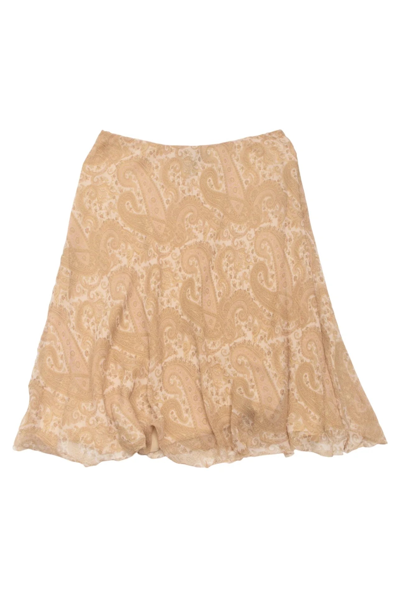 #134 Lauren Ralph Lauren Paisley Silk Chiffon Skirt Beige | c. 172 | Size 10