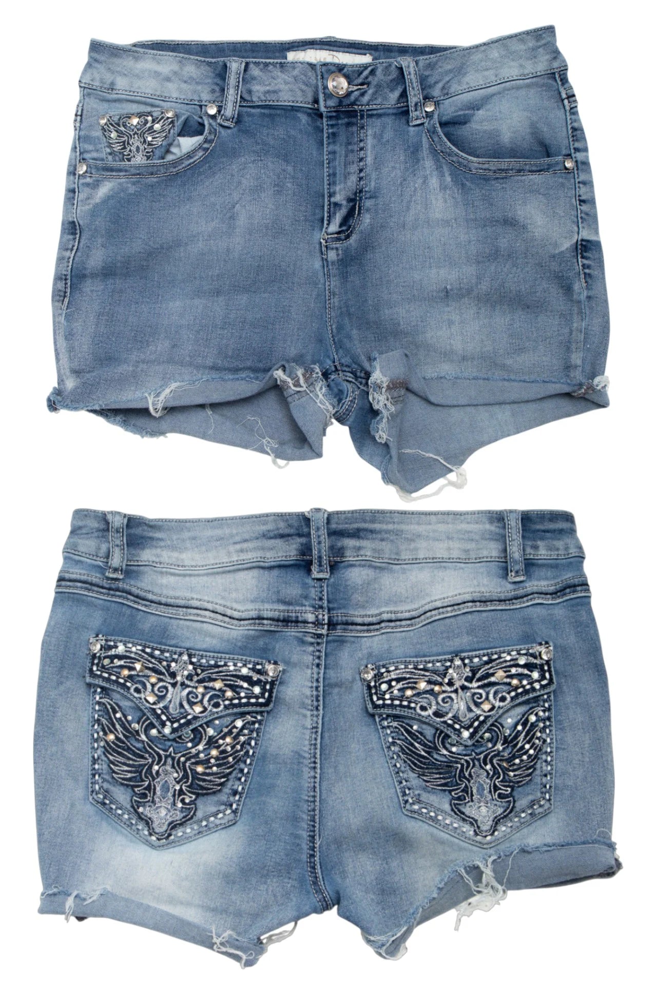 #155 Denim Embellished Denim Shorts Blue | c. 172 | Size 10