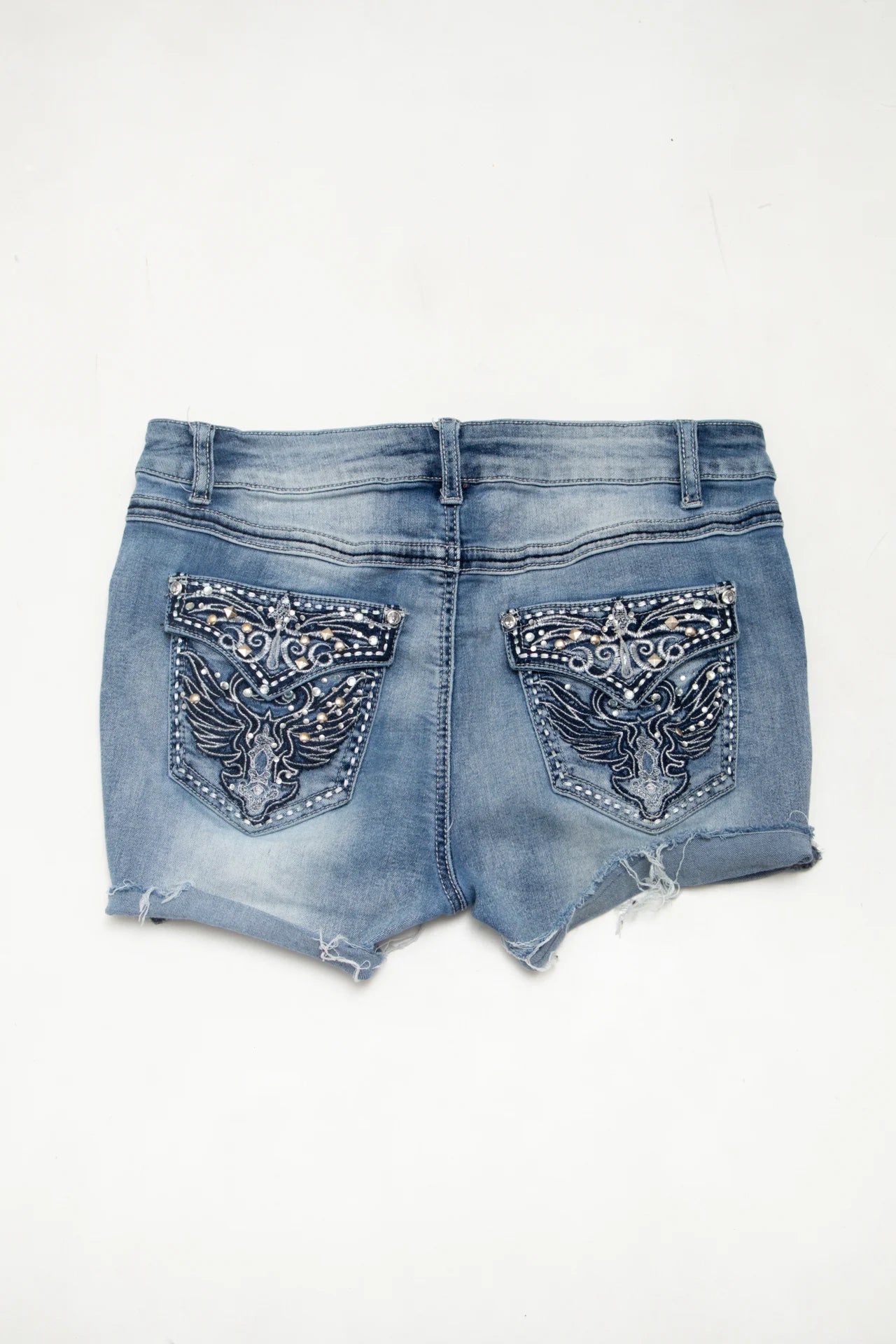 #155 Denim Embellished Denim Shorts Blue | c. 172 | Size 10