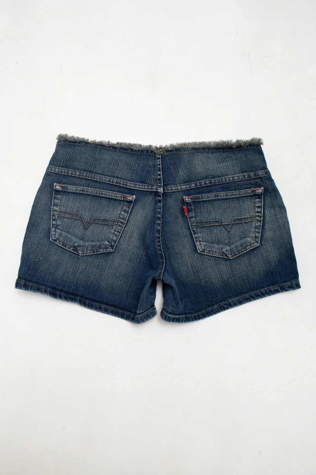 #200 Raw-waist Denim Cut-off Shorts Blue | c. 172 | Size 10