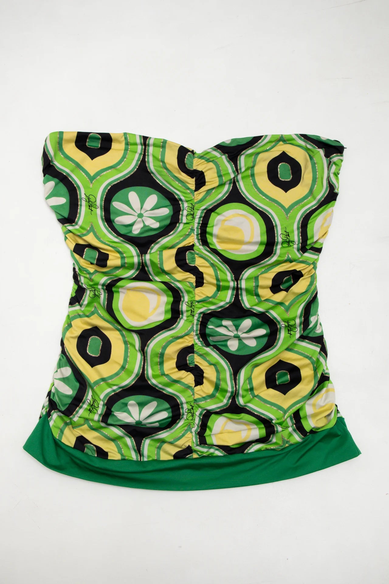 #205 Baby Phat Strapless Geometric Print Tube Top Green | c. 272 | Size 12