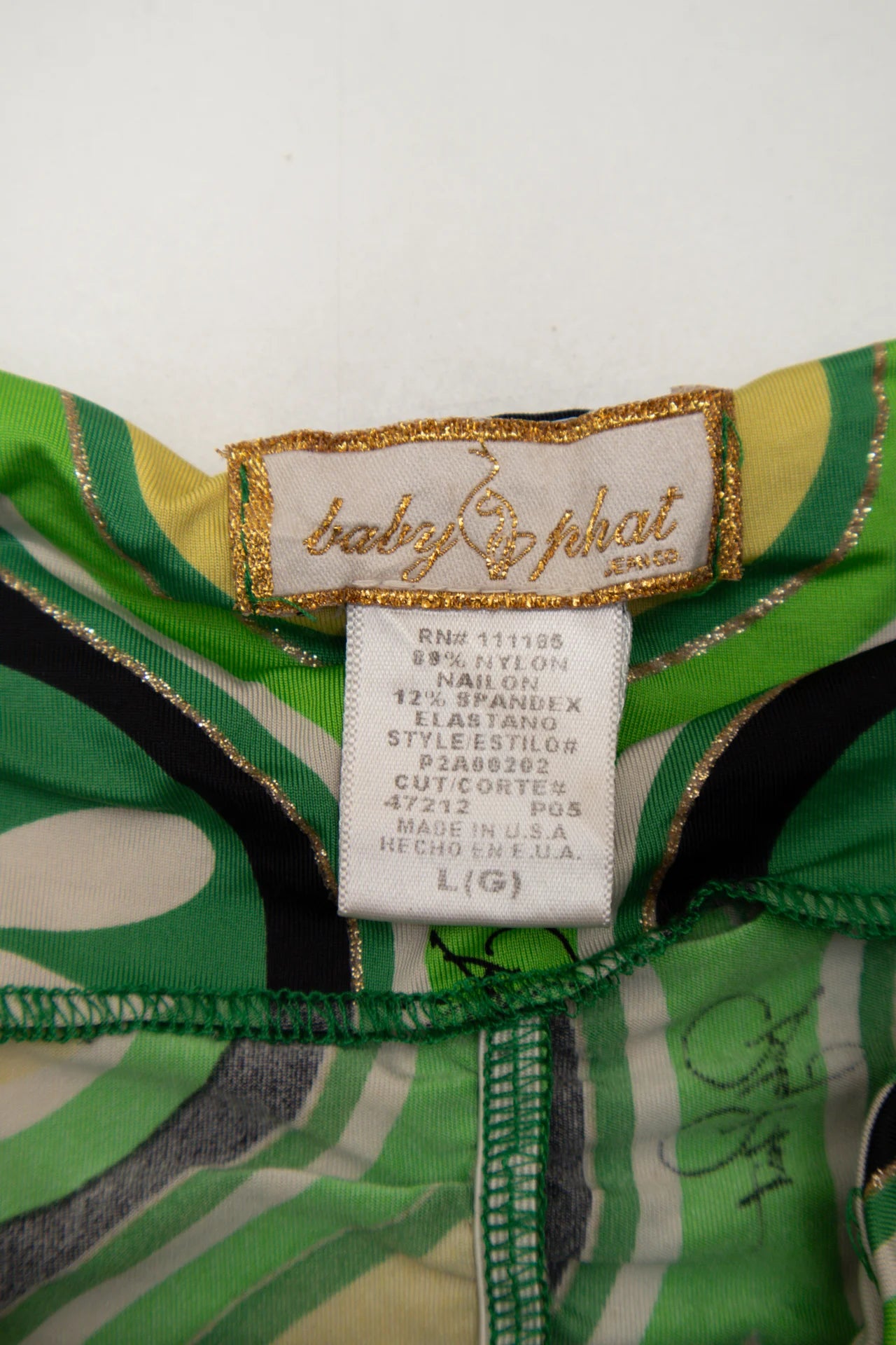 #205 Baby Phat Strapless Geometric Print Tube Top Green | c. 272 | Size 12