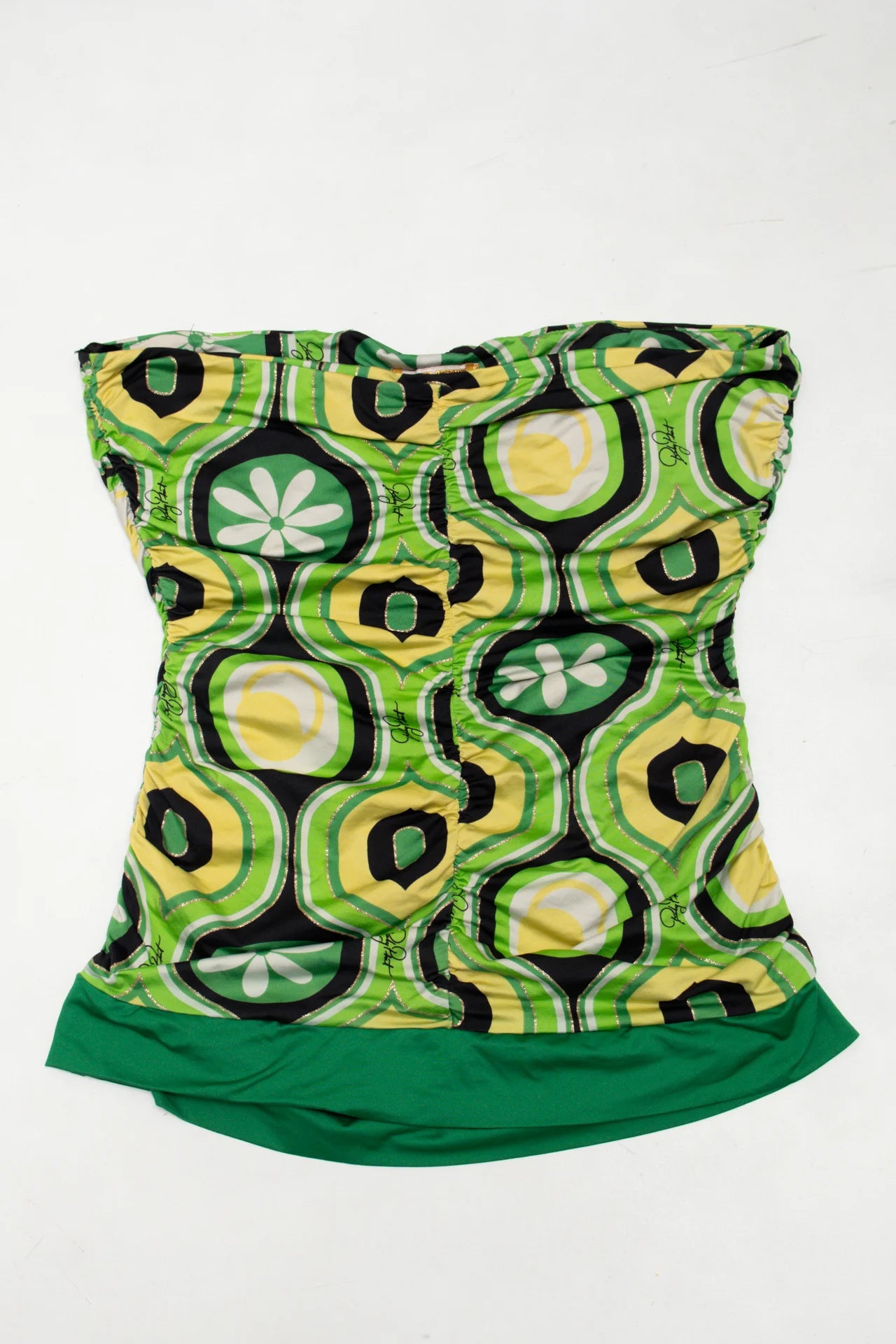 #205 Baby Phat Strapless Geometric Print Tube Top Green | c. 272 | Size 12