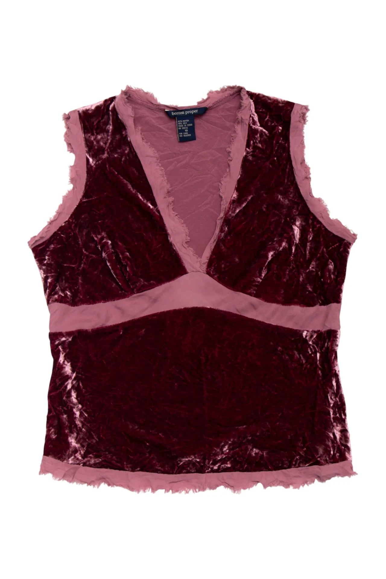 #218 Boston Proper Sleeveless Crushed Velvet Top Red | c. 272 | Size 10