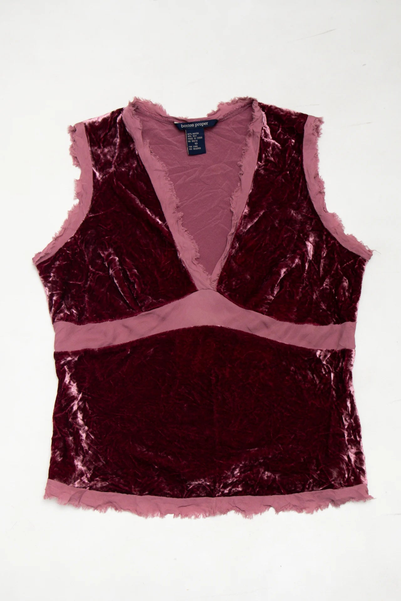 #218 Boston Proper Sleeveless Crushed Velvet Top Red | c. 272 | Size 10