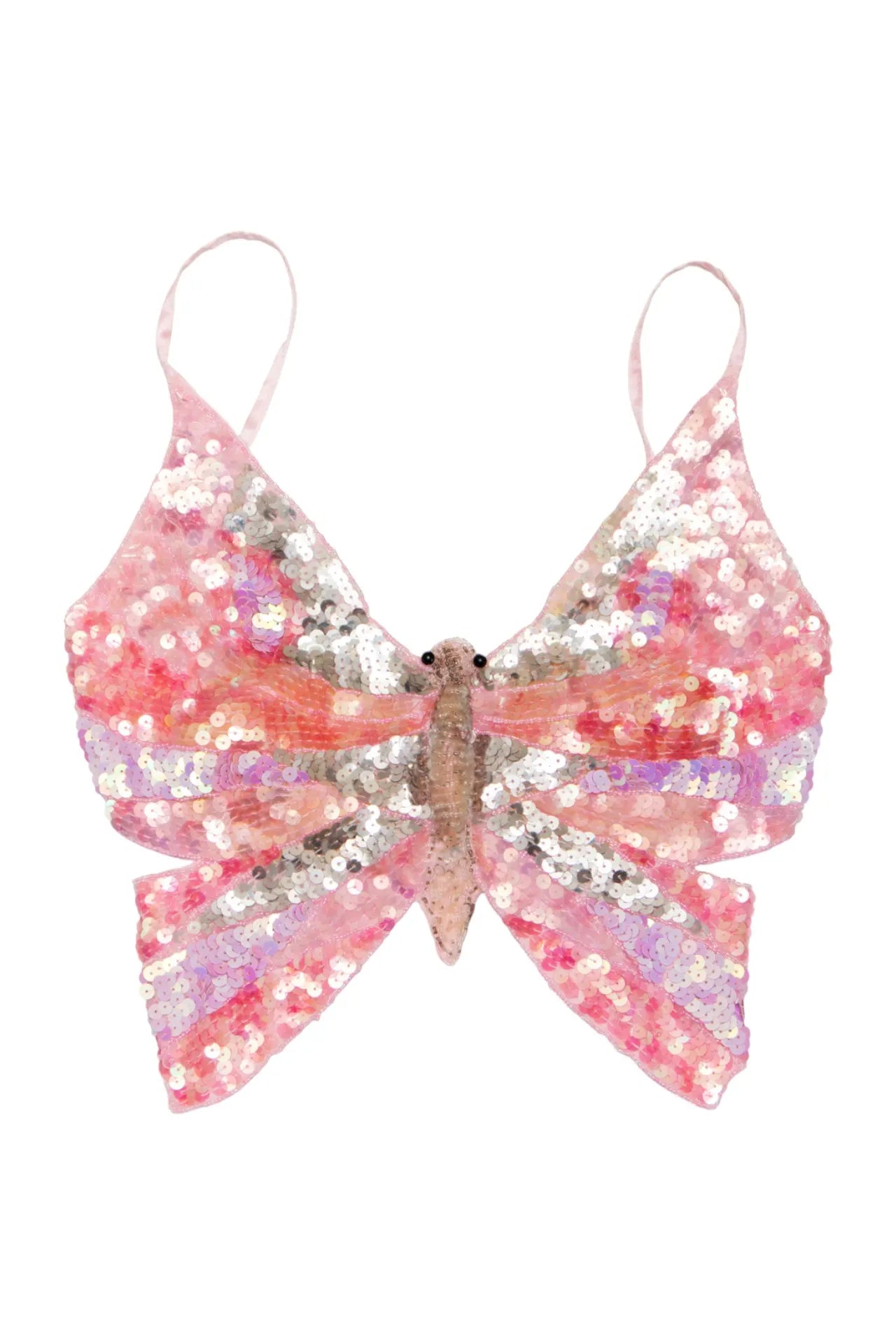#221 Extyn Sequin Butterfly Crop Top Pink | c. 272 | Size 8/10