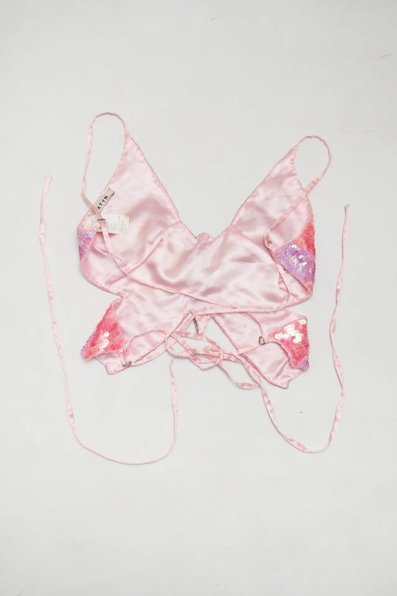 #221 Extyn Sequin Butterfly Crop Top Pink | c. 272 | Size 8/10