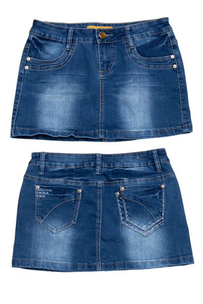 #166 Gourd Mini Skirt Blue | c. 209 | Size 8