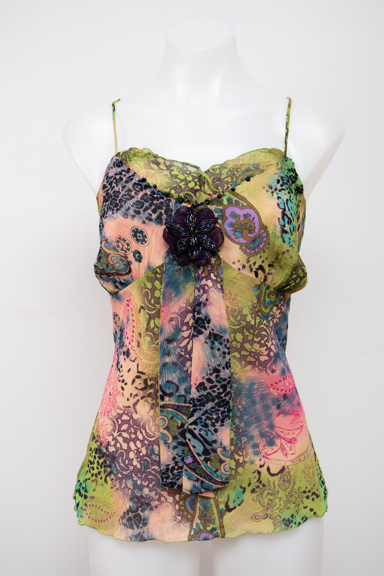#024 Bisou Bisou Michele Bohbot Cami Top Green | c. 201 | Size 12