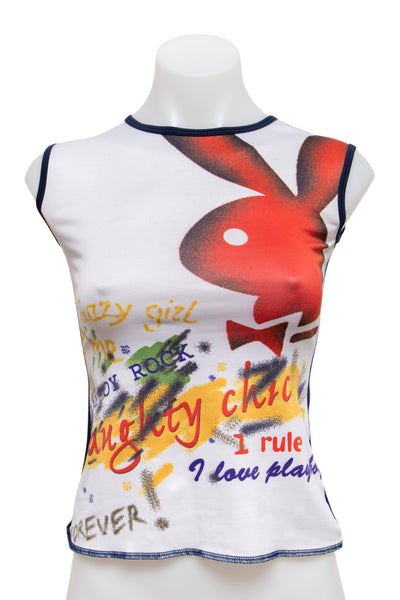 #14 Playboy Tank Top White | c. 186 | Size 8