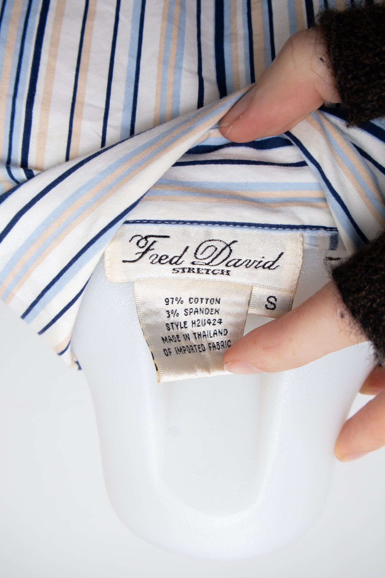 #103 Fred David Stretch Shirt White | c. 198 | Size 8