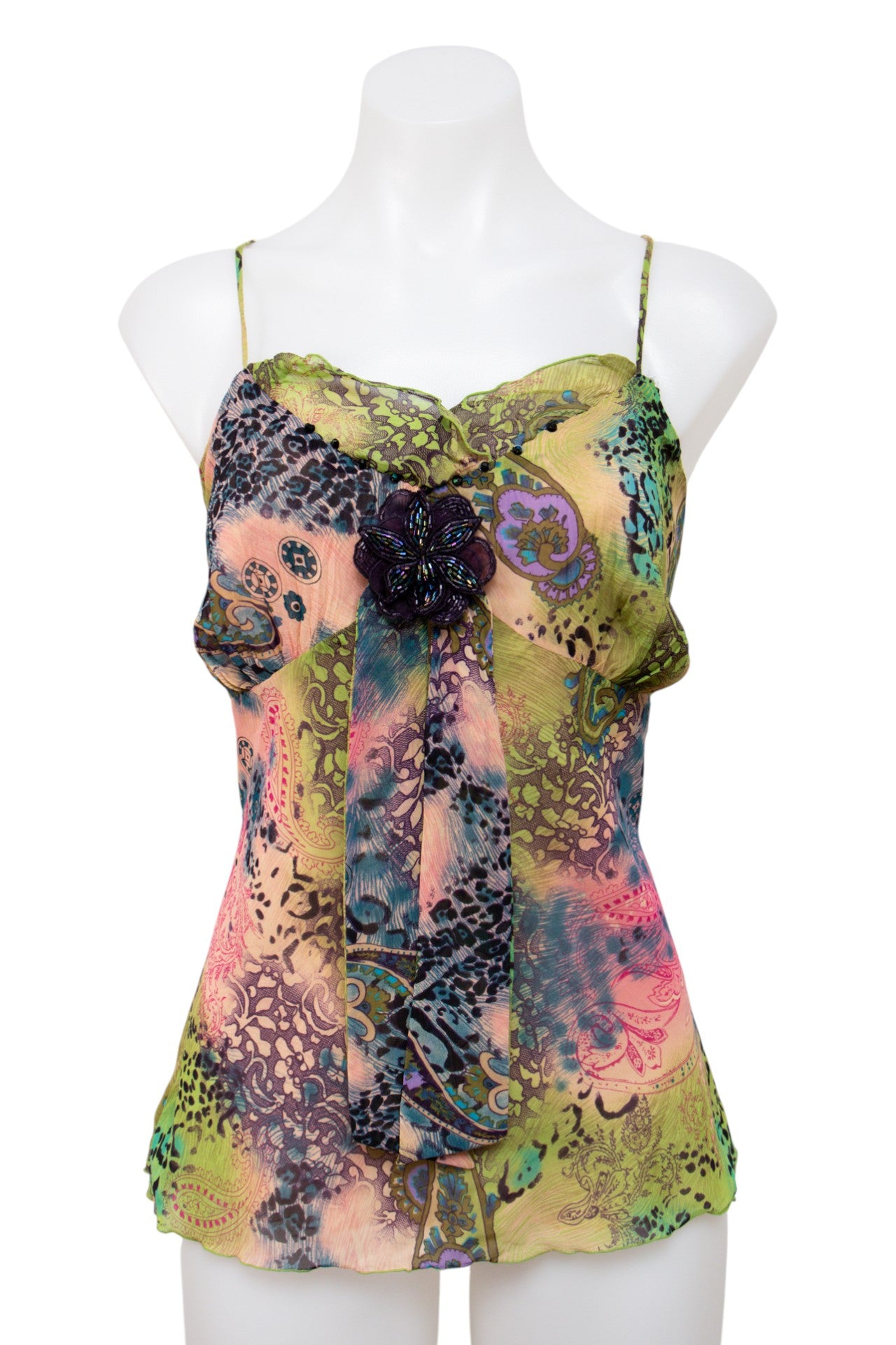 #024 Bisou Bisou Michele Bohbot Cami Top Green | c. 201 | Size 12