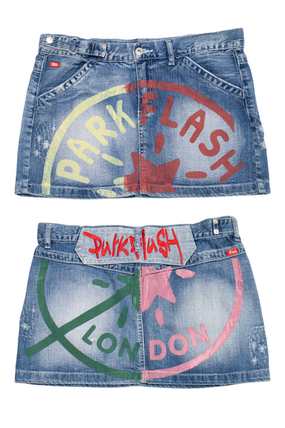 #111 Park Flash Mini Skirt Blue | c. 204 | Size 10/12