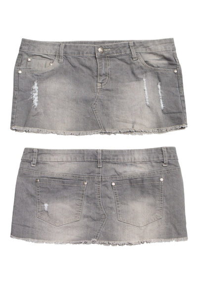 #148 Uk2la Denim Mini Skirt Gray | c. 200 | Size 12
