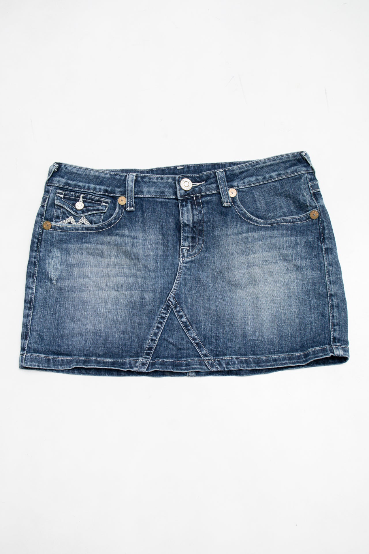 #079 Vigos Jeans Mini Skirt Blue | c. 204 | Size 12/14