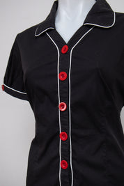 #047 Cato Short Sleeve Black | c. 213 | Size 8