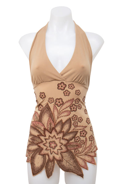 #005 Topaz Halter Top Beige | c. 201 | Size 8