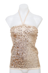 #089 Sequin Halter Beige | c. 210 | Size 8