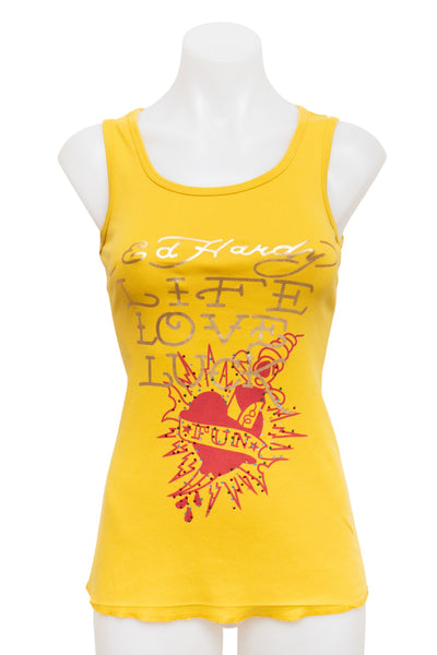 #51 Ed Hardy Tank Top Yellow | c. 193 | Size 10/12