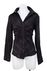 #067 New York & Company Stretch Button-Up Black | c. 205 | Size 8