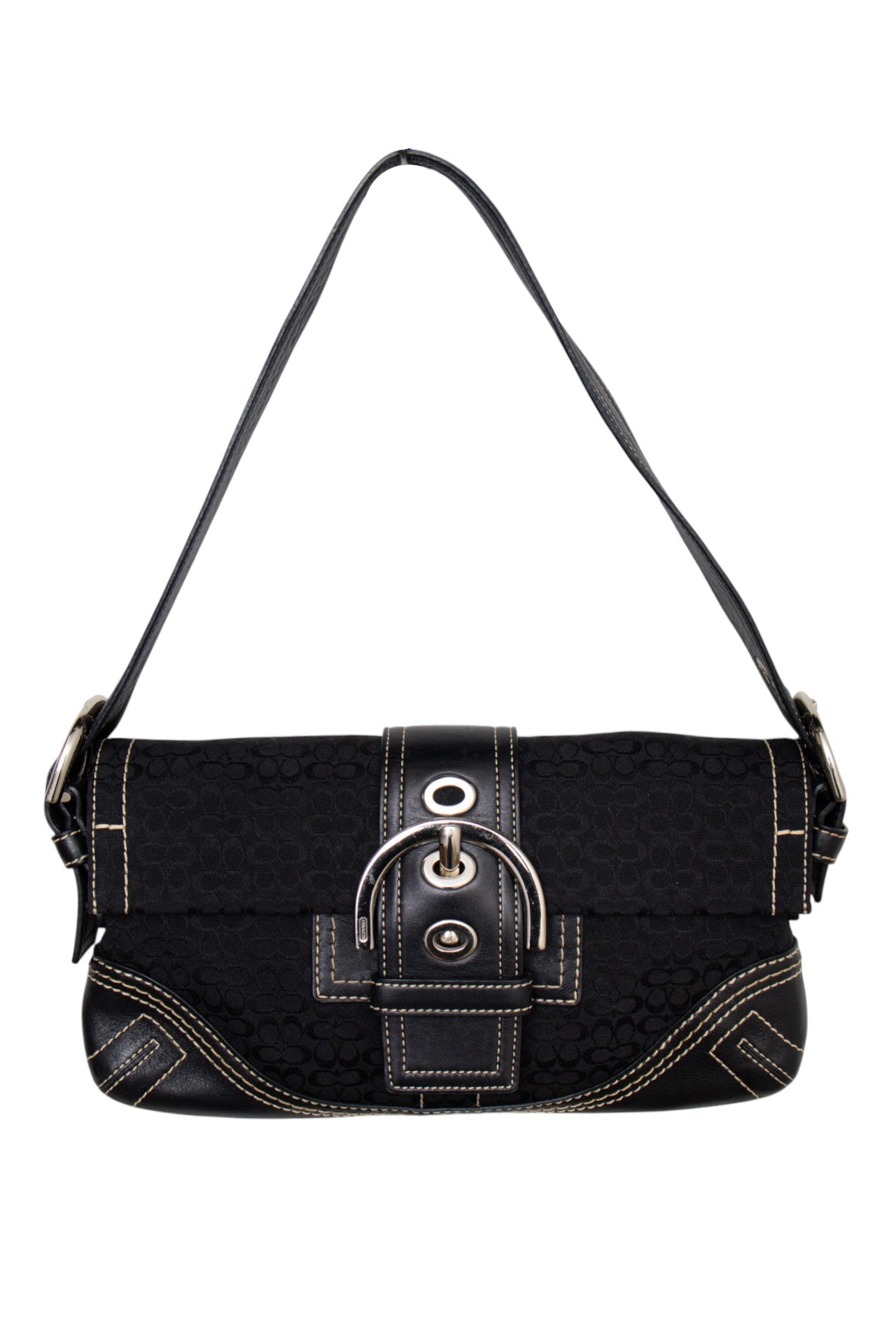 #184 Coach Flat Soho Bag Black | c. 196 | Size