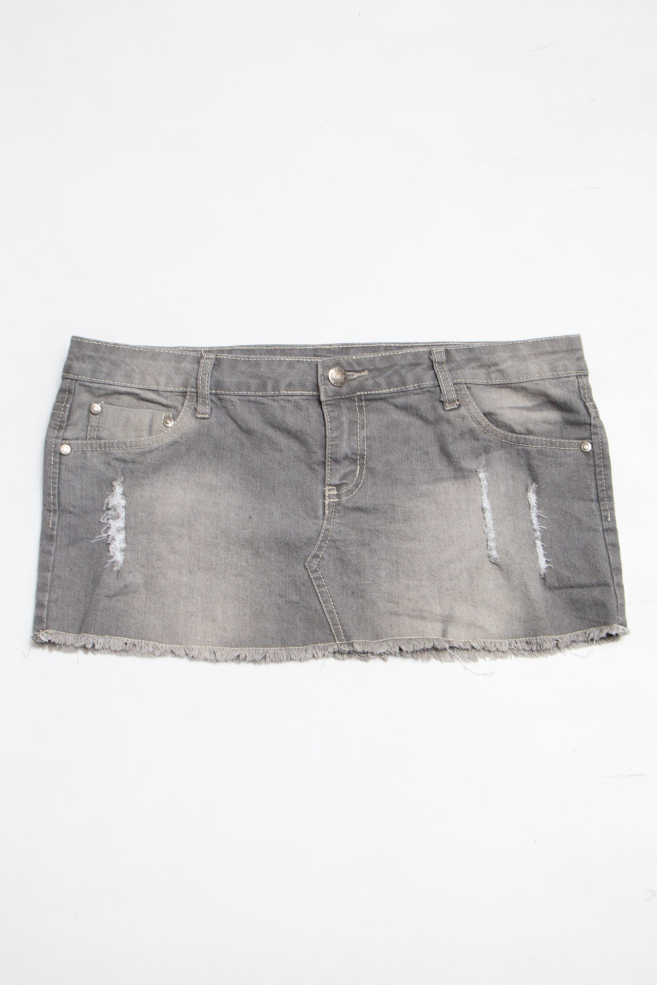 #148 Uk2la Denim Mini Skirt Gray | c. 200 | Size 12