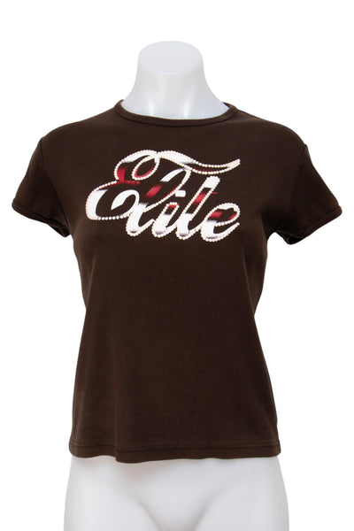 #093 Elite Models Fashion T-shirt Brown | c. 199 | Size 10/12