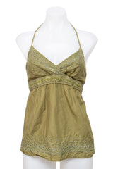 #035 Cotton Sequin Halter Green | c. 212 | Size 8/10