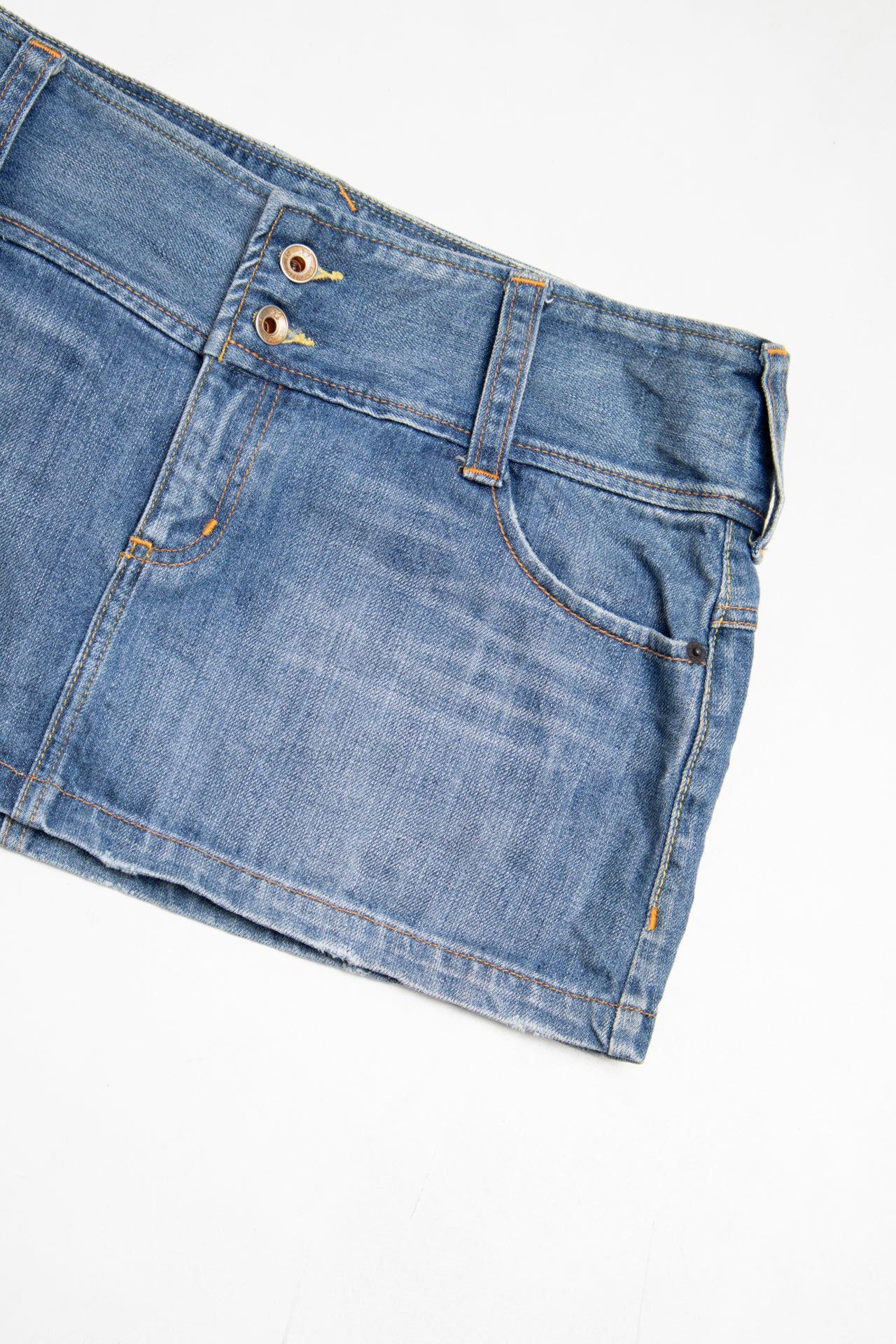 #076 X2 Denim Laboratory Mini Skirt Blue | c. 203 | Size 12