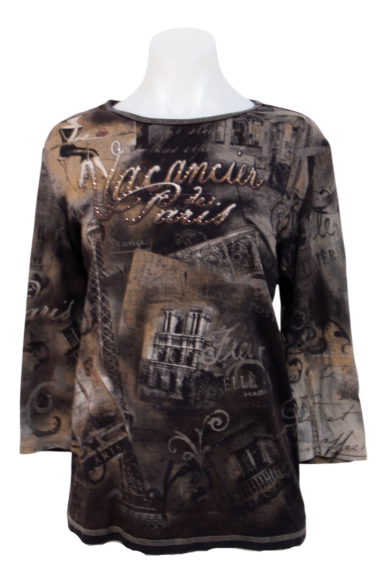 #076 Christopher & Banks T-shirt Brown | c. | Size 12/14