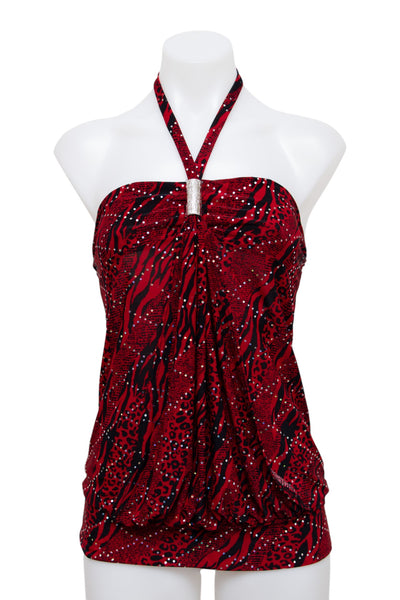 #004 Discreet Halter Top Red | c. 203 | Size 10