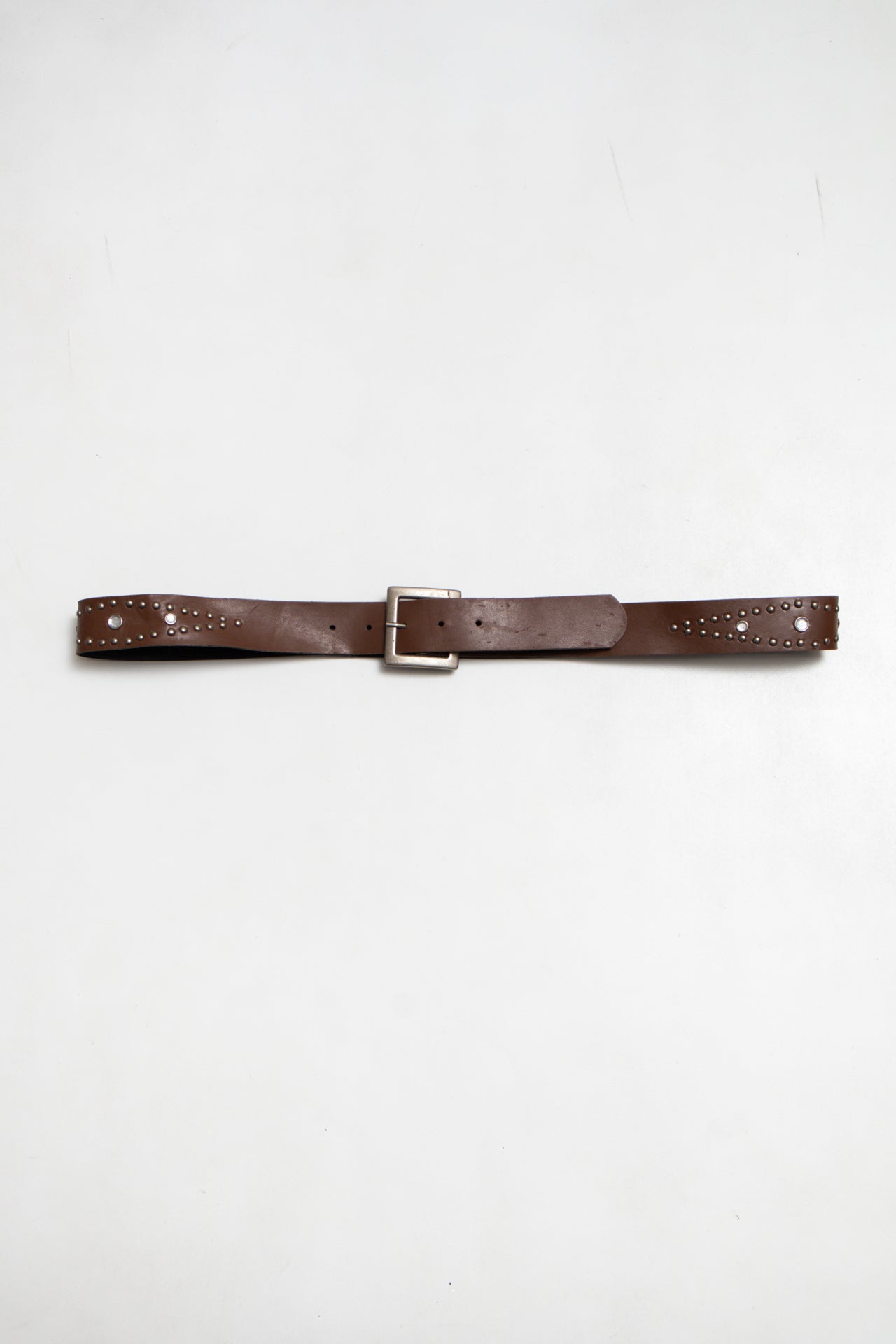 #46 Leather Studded Brown Belt | c. 188 | Size 14/16