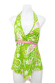 #008 Tangents Halter Top Green | c. 201 | Size 12