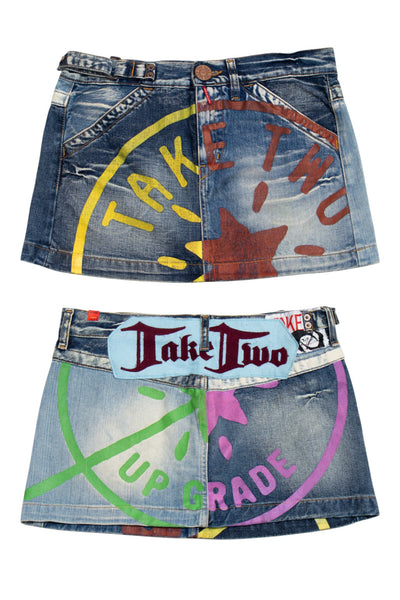 #173 Take Two Mini Skirt Blue | c. 200 | Size 8