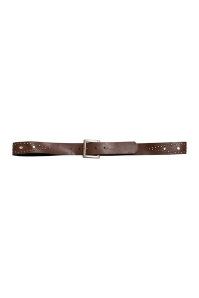#46 Leather Studded Brown Belt | c. 188 | Size 14/16