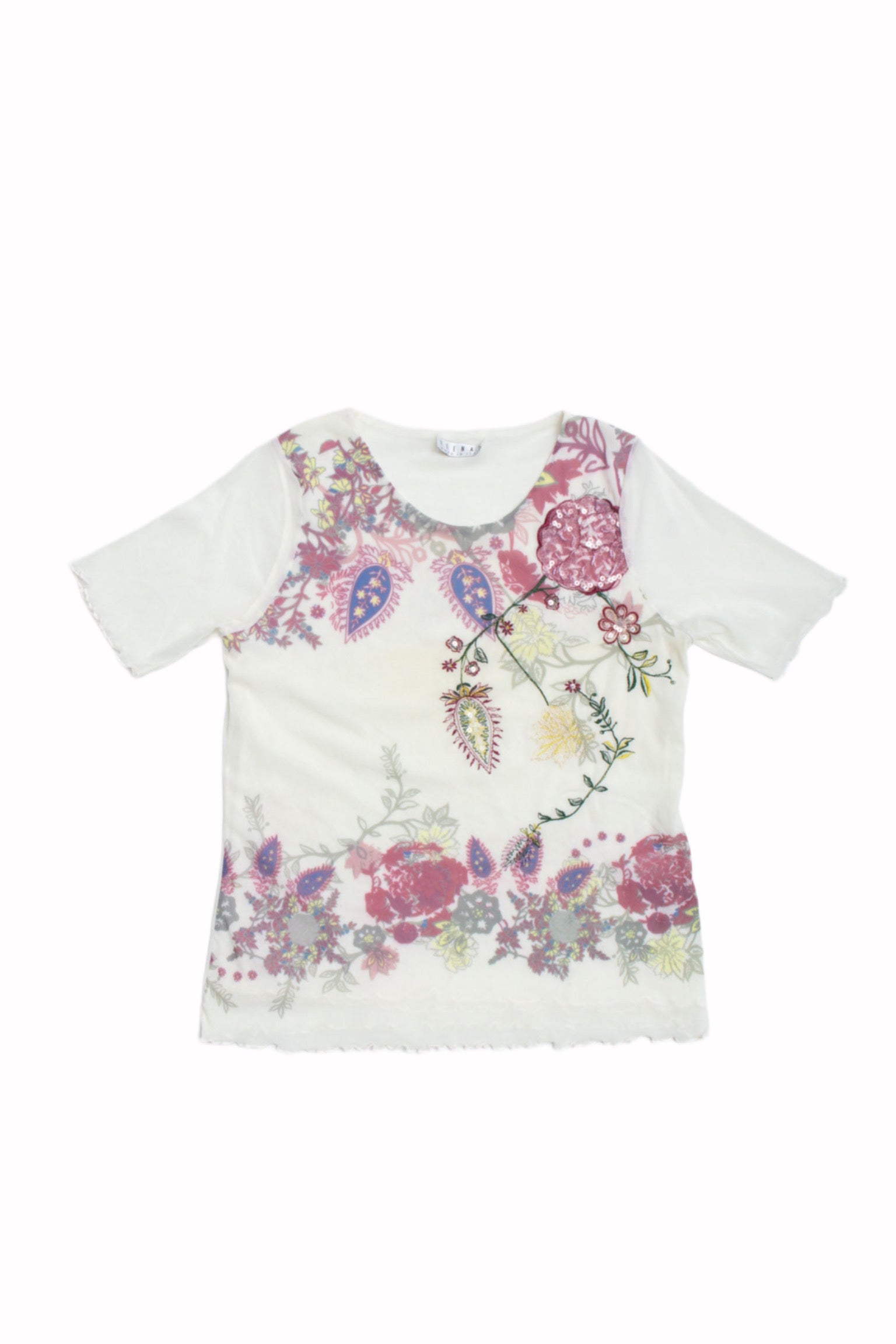 #34 Italian Elenad White Mesh Tee | Garden Fairy | Size 12