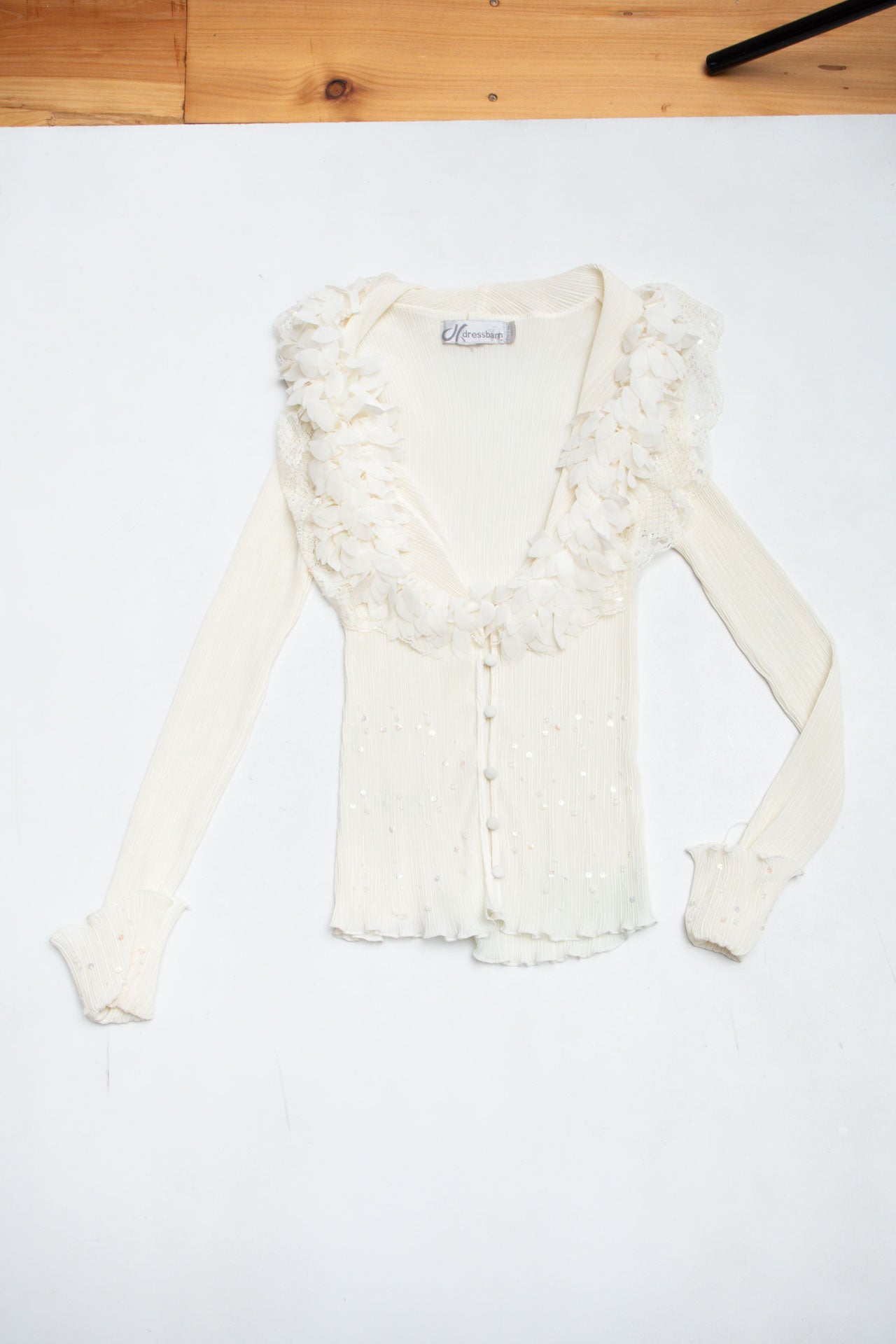 #92 Dressbarn pleated button sequin blouse | c. 153 | size 8/10