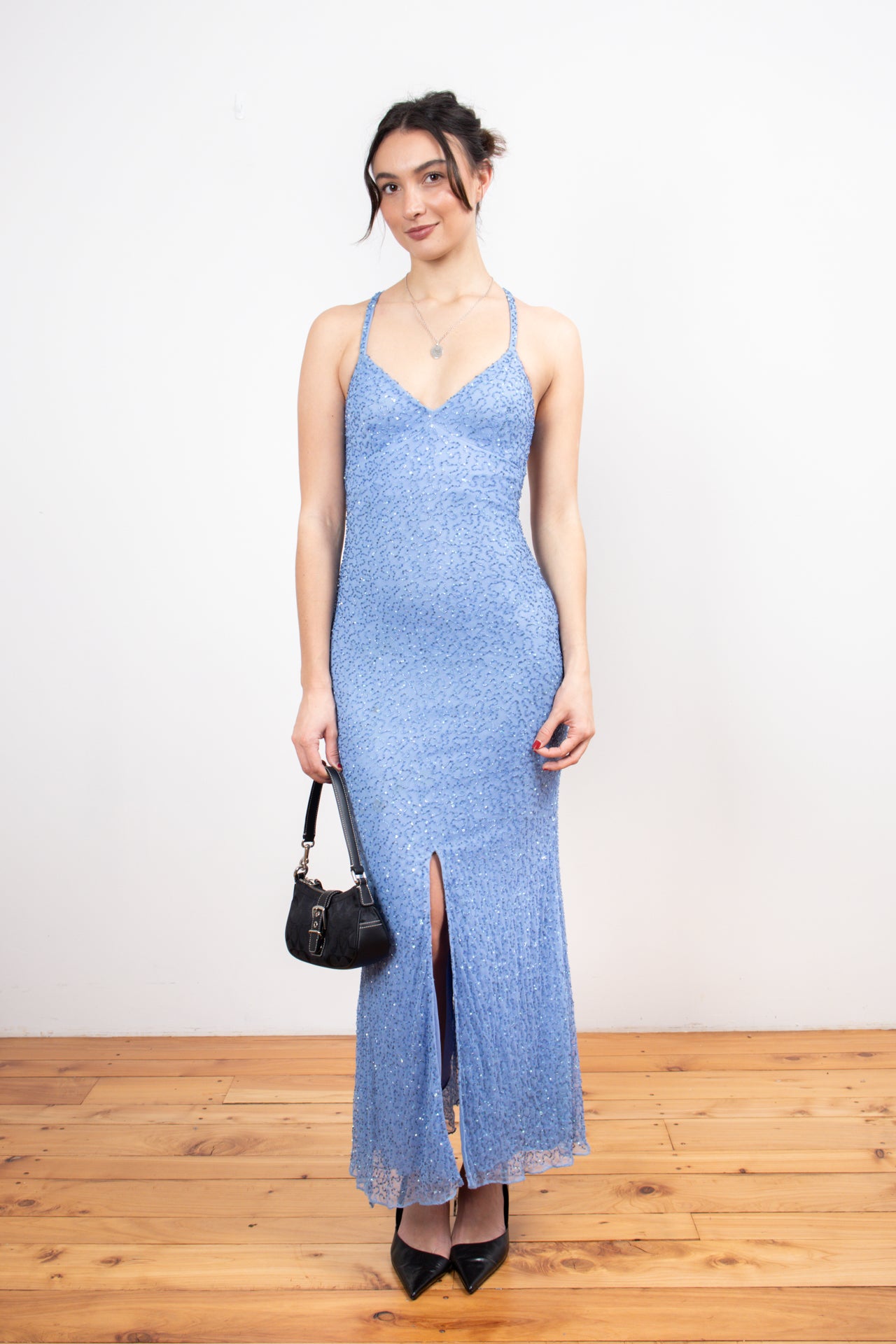 #03 Morgan & Co beaded cross back dress | c. 160 | size 8