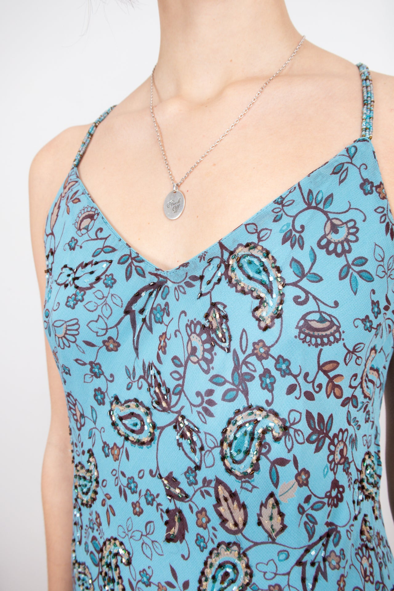 #144 Eva Blue beaded paisley dress | c. 159 | size 12