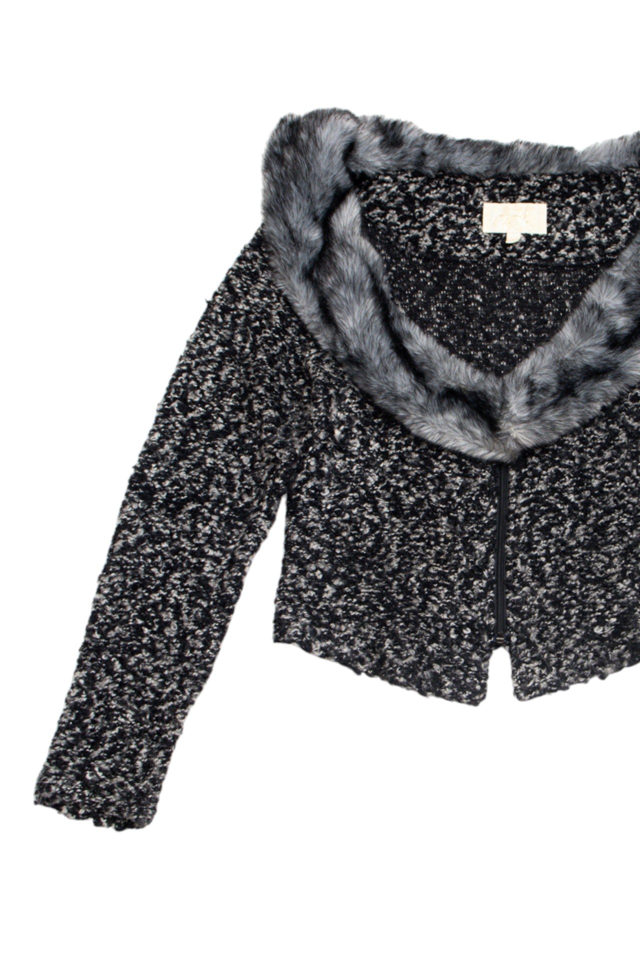 #129 USA Cache zip cardigan w fur trim | c. 153 | Size 10